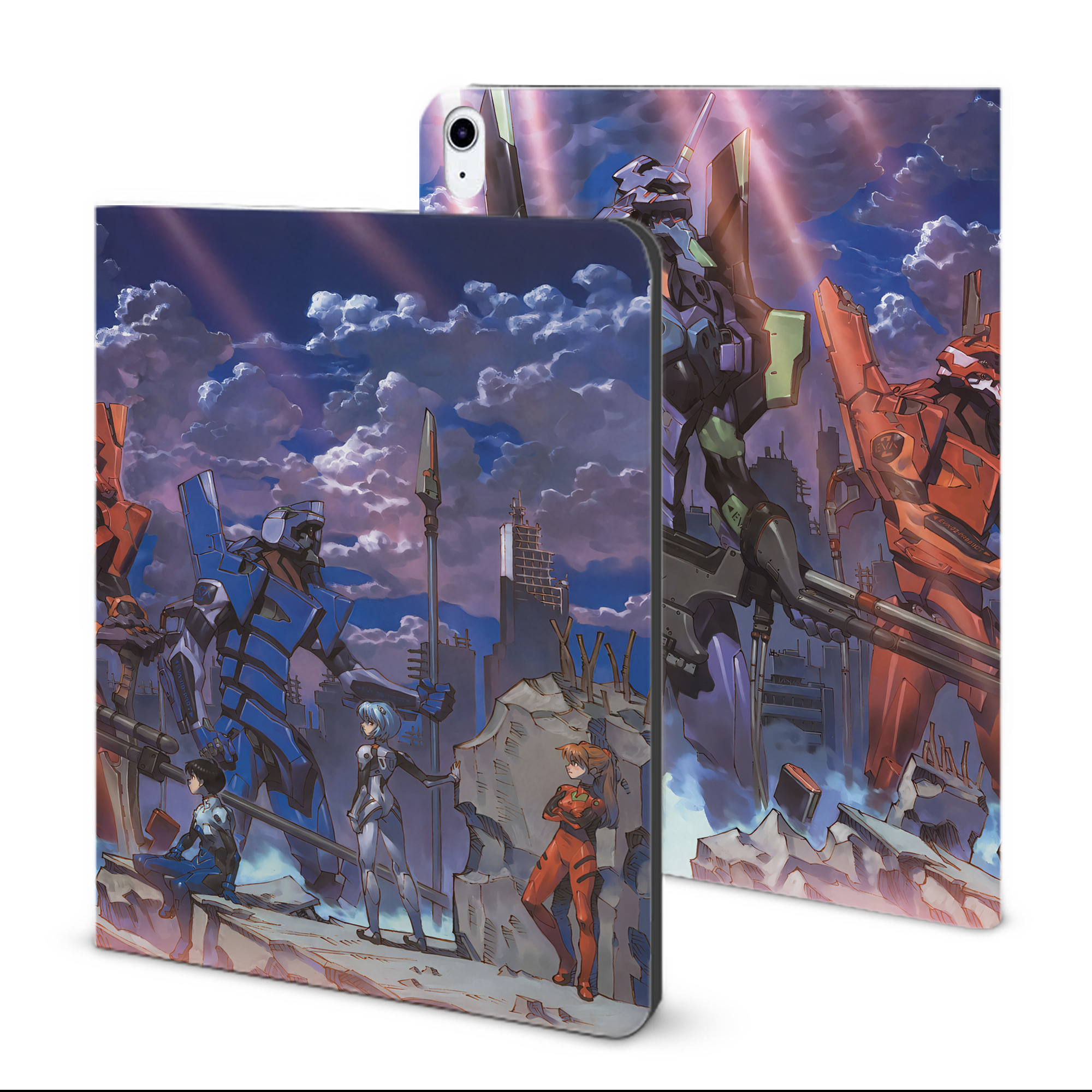 （画像用） EVA 新世紀エヴァンゲリオン IPad ケース ブック型 PUレザー TPU 耐衝撃 軽量 薄型 ペン収納なし 全面保護 IPad 各モデル対応